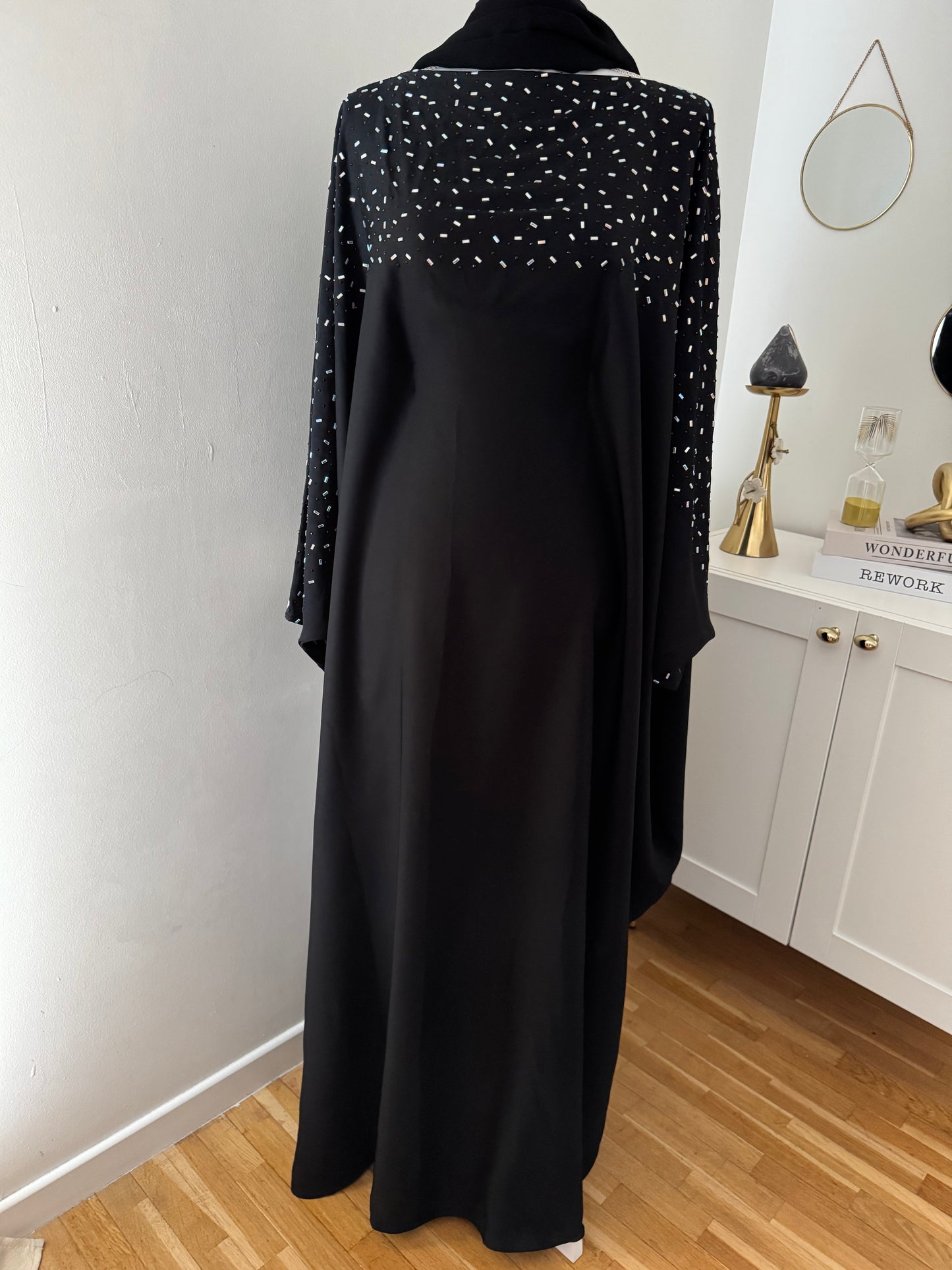 Abaya farasha noir perlé