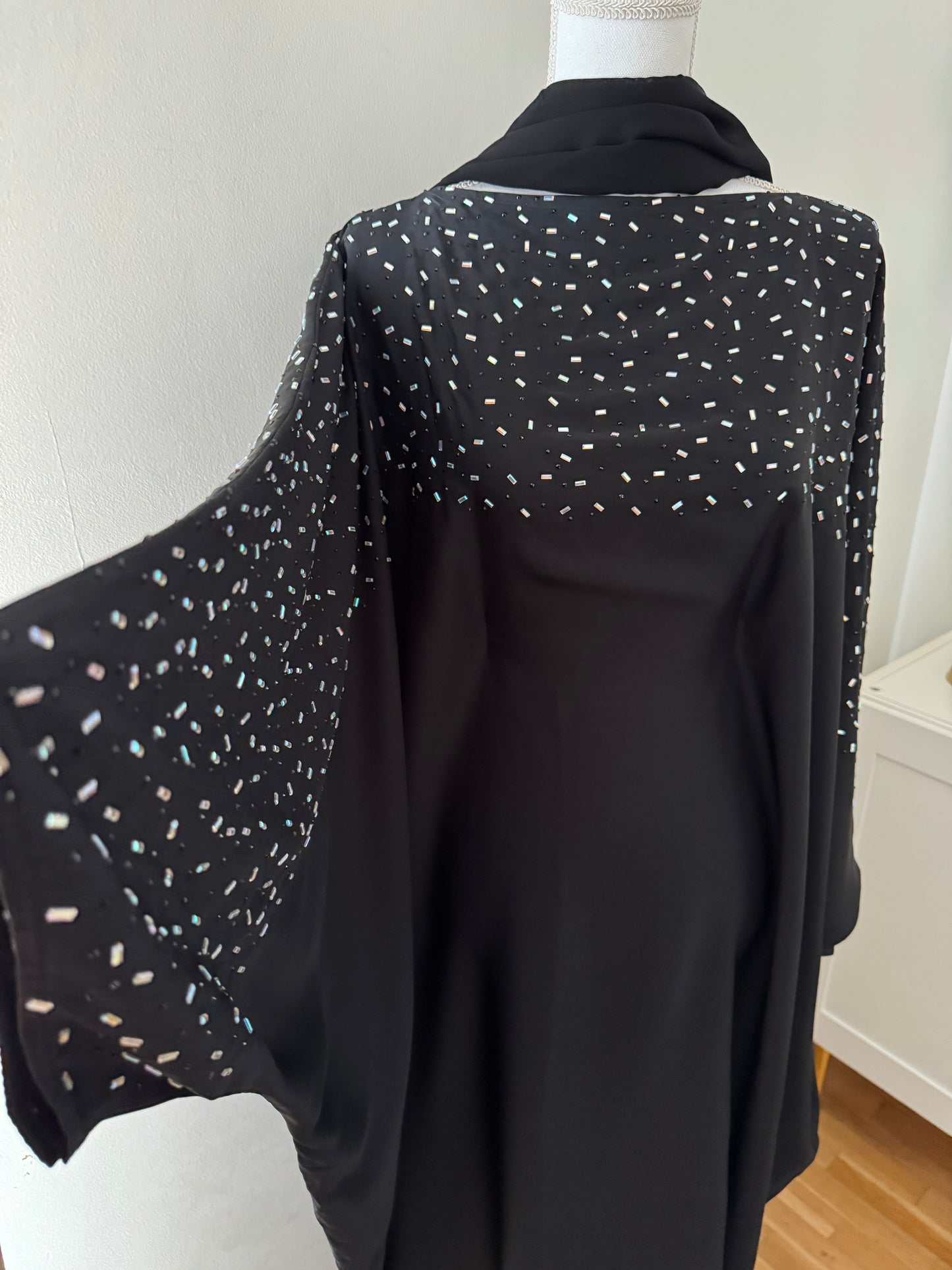 Abaya farasha noir perlé