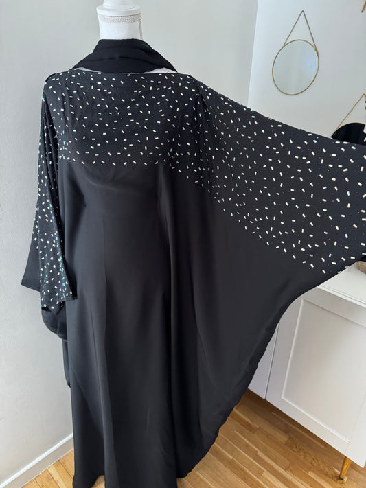 Abaya farasha noir perlé