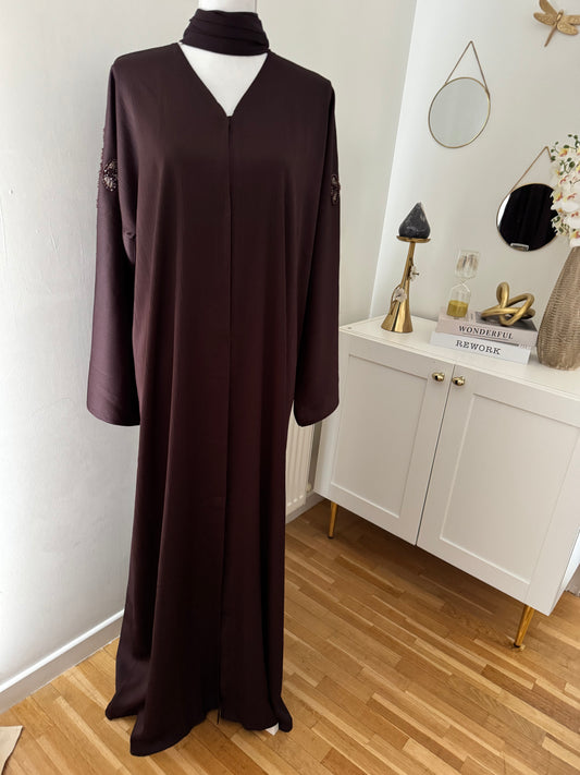 Abaya layal  zoom marron