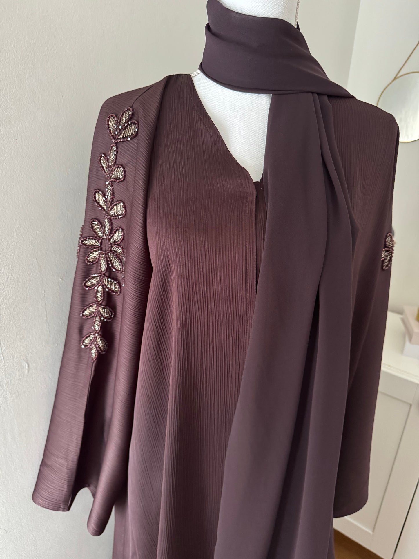Abaya layal  zoom marron